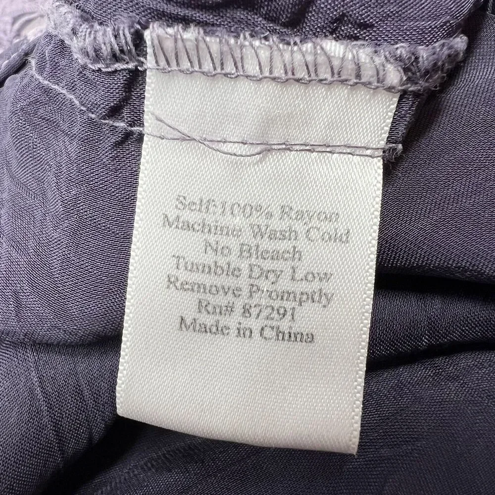 Johnny Was Sheer Floral Embroidered Eyelet Blouse Boho Purple Button Up Sz Large - Picture 5 of 8